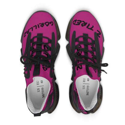 2 Tired Gorillaz, Women's Mesh Sneakers(Dark Pink/Black)