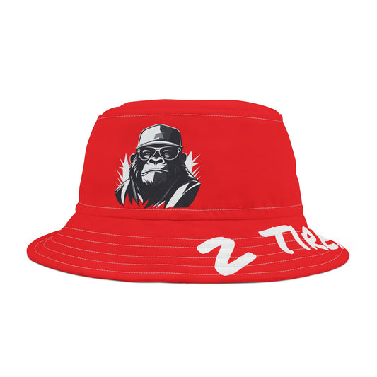 2 Tired Gorillaz, Bucket Hat (Red)