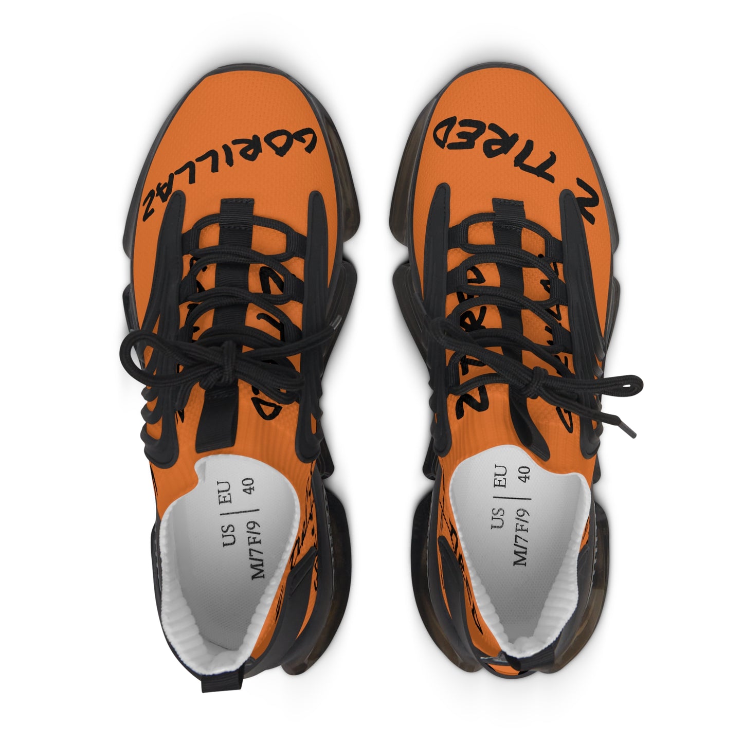 2 Tired Gorillaz, Women's Mesh Sneakers(Orange/Black)