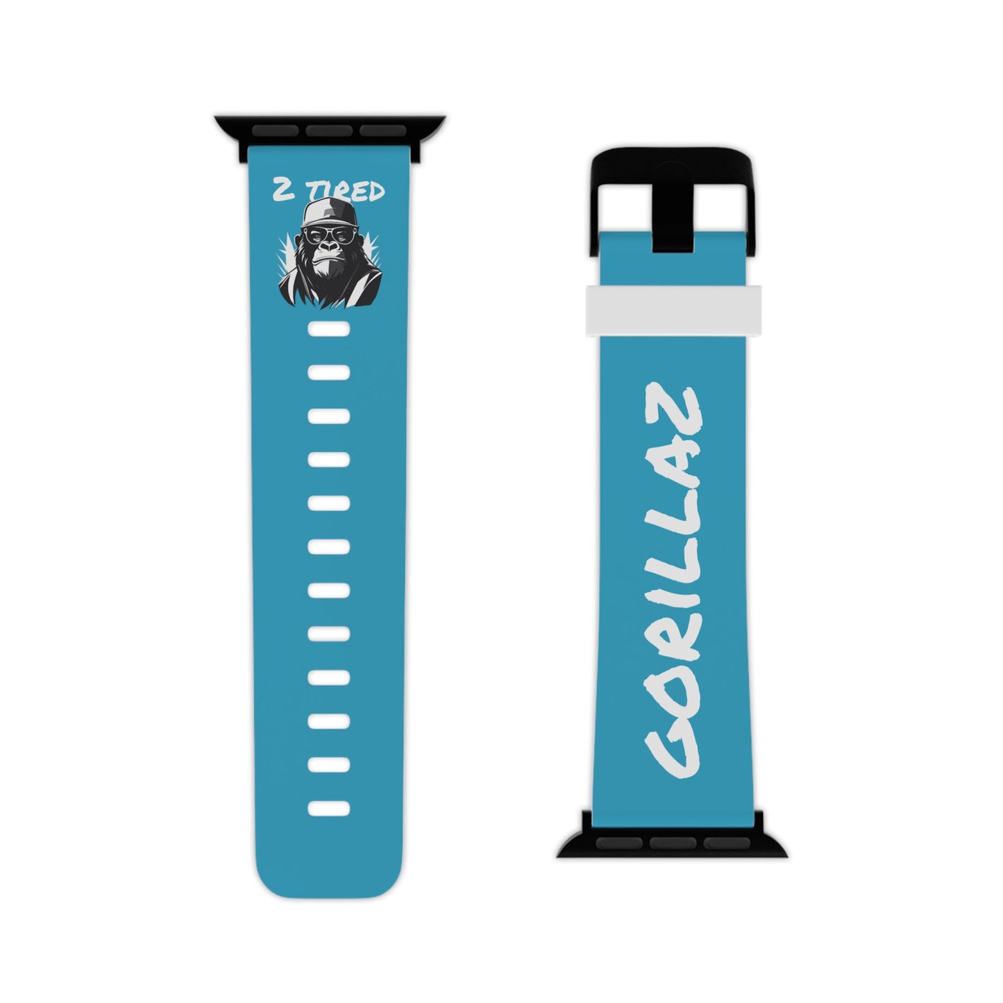 2 Tired Gorillaz, Rubber Watch Band for Apple Watch (Turquoise)