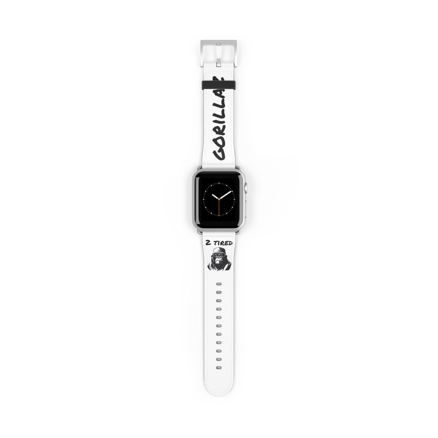 2 Tired Gorillaz, Vegan Leather Watch Band (White)