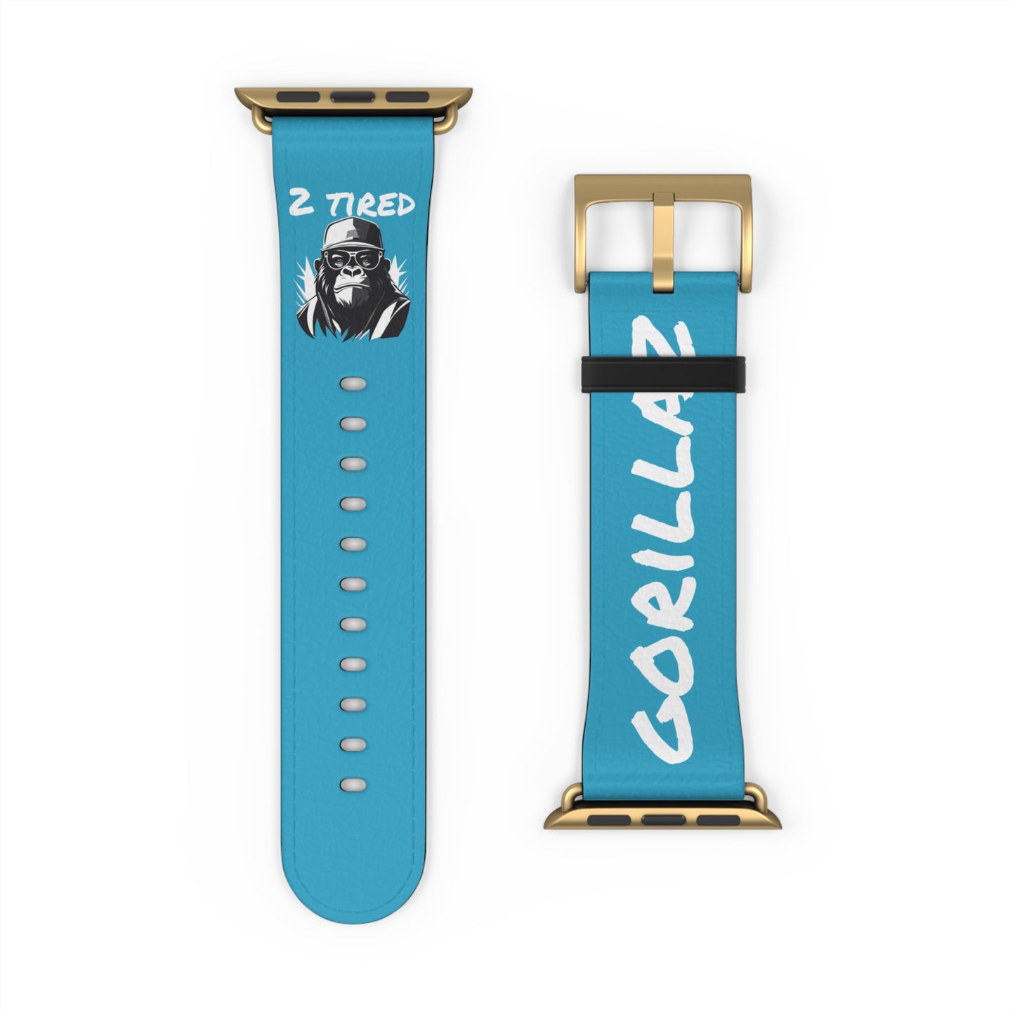 2 Tired Gorillaz, Vegan Leather Watch Band (Turquoise)