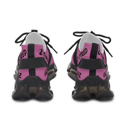 2 Tired Gorillaz, Women's Mesh Sneakers(Pink/Black)