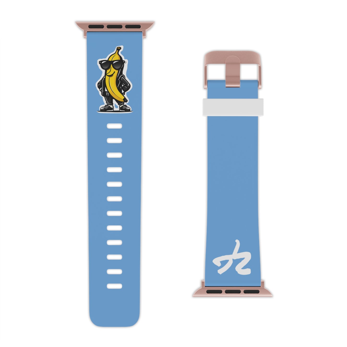 2 Tired Gorillaz (2TG, Cool Banana), Rubber Watch Band for Apple Watch (Blue)