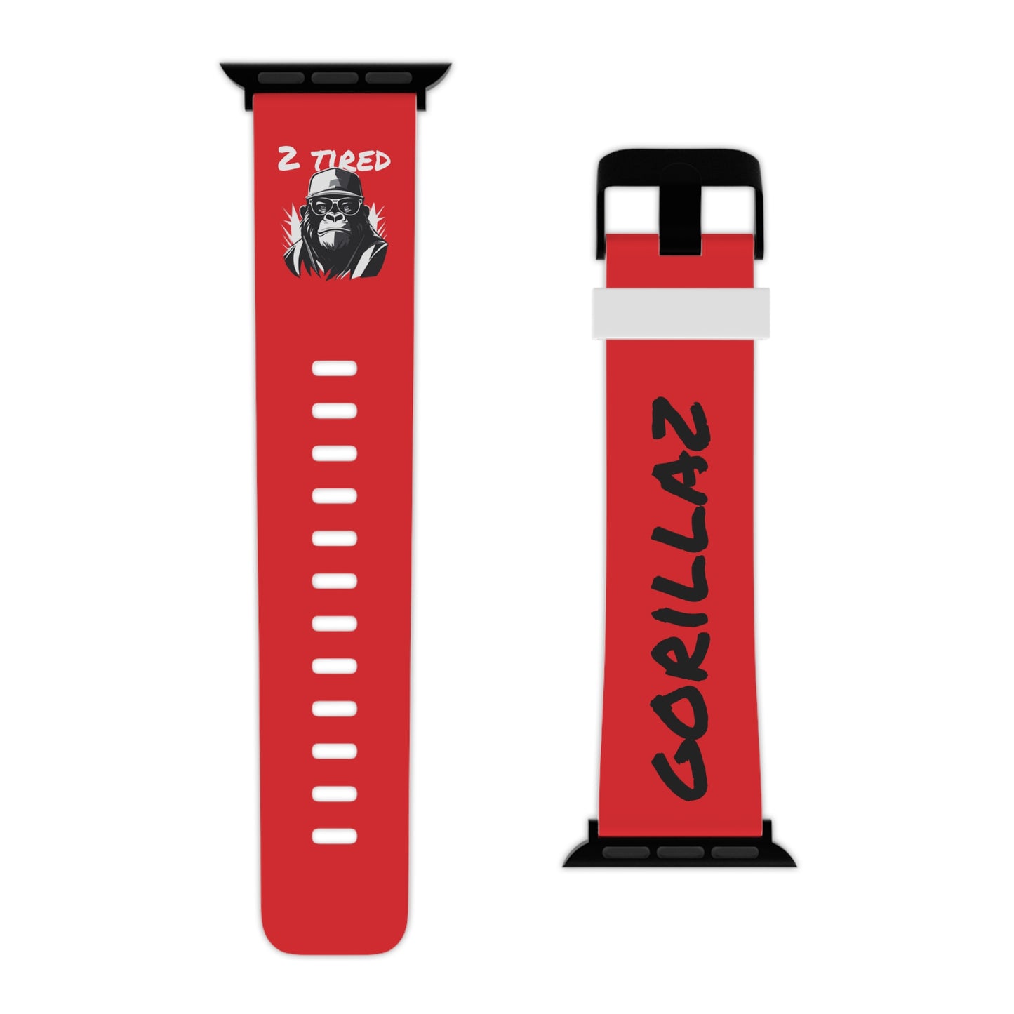 2 Tired Gorillaz, Rubber Watch Band for Apple Watch (Red)