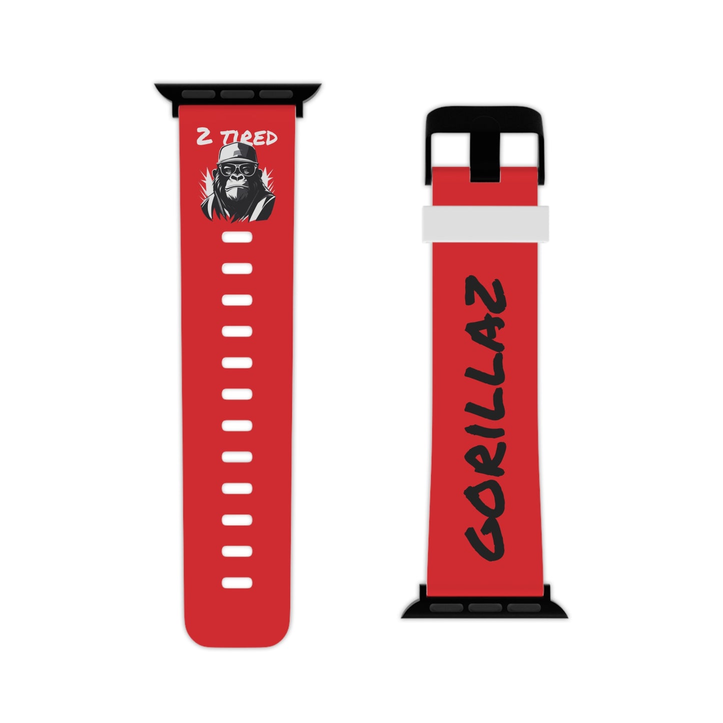 2 Tired Gorillaz, Rubber Watch Band for Apple Watch (Red)