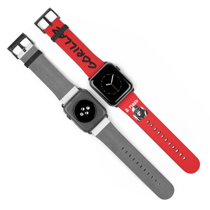 2 Tired Gorillaz, Vegan Leather Watch Band (Red)