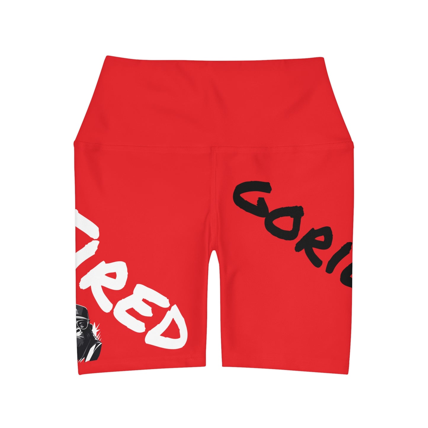 2 Tired Gorillaz, High Waisted Gym Shorts (Red)