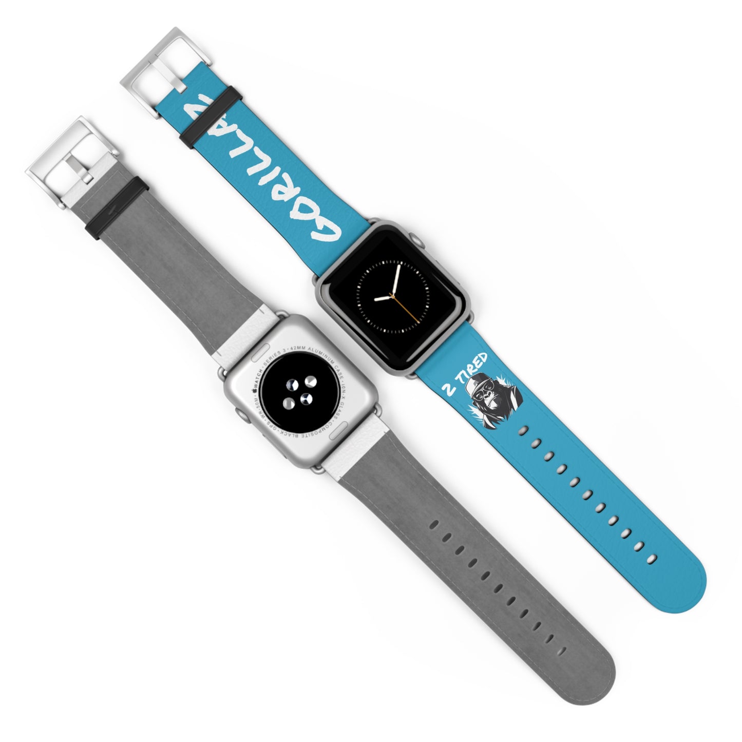 2 Tired Gorillaz, Vegan Leather Watch Band (Turquoise)