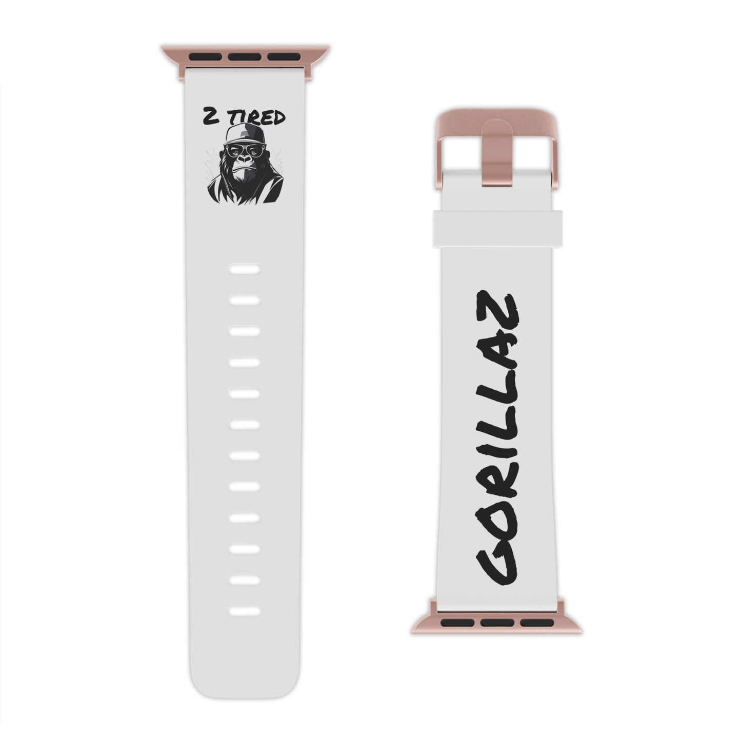 2 Tired Gorillaz, Rubber Watch Band for Apple Watch (White)