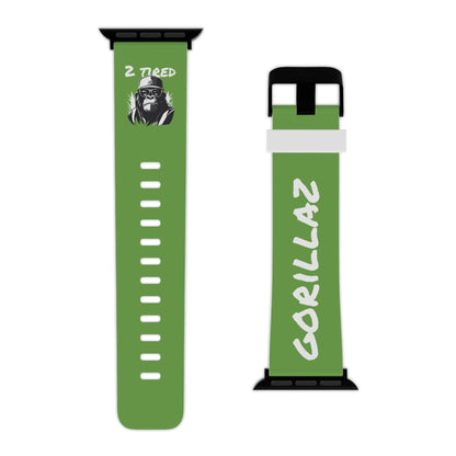 2 Tired Gorillaz, Rubber Watch Band for Apple Watch (Green)