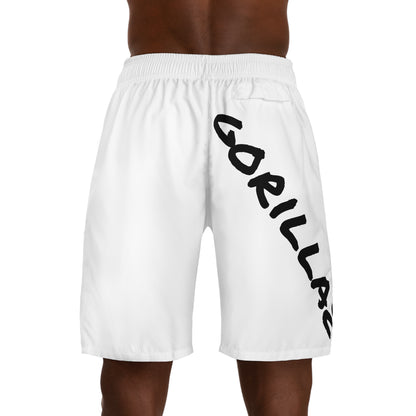 2 Tired Gorillaz, Men's Running Shorts (White)