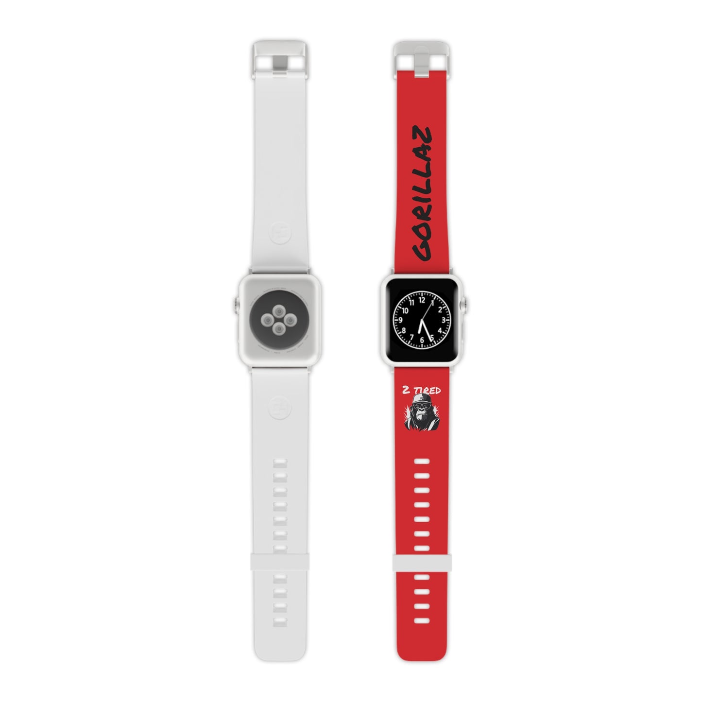 2 Tired Gorillaz, Rubber Watch Band for Apple Watch (Red)