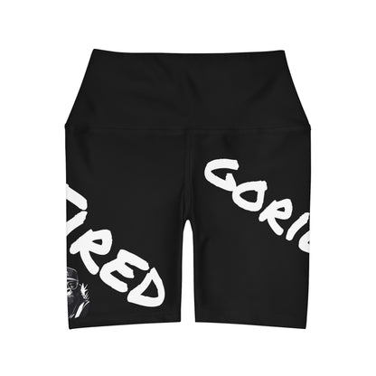 2 Tired Gorillaz, High Waisted Gym Shorts (Black)