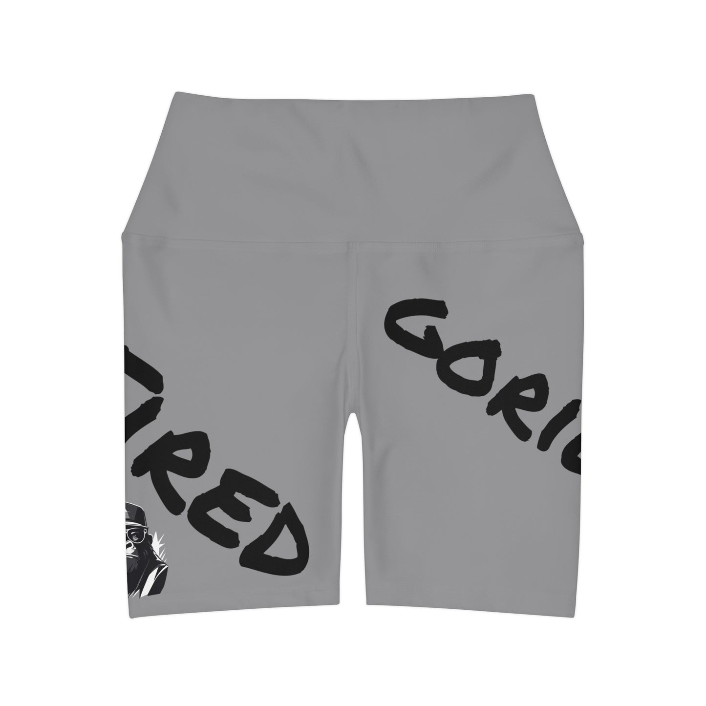 2 Tired Gorillaz, High Waisted Gym Shorts (Grey)