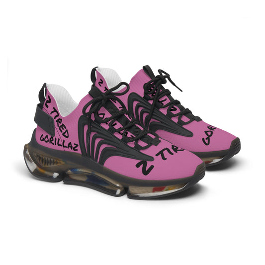 2 Tired Gorillaz, Women's Mesh Sneakers(Pink/Black)