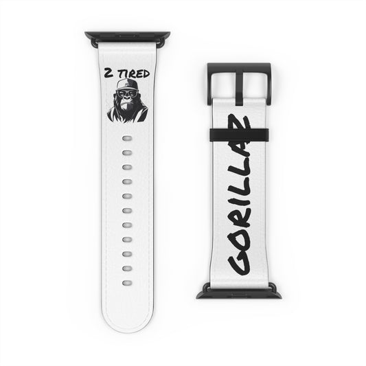 2 Tired Gorillaz, Vegan Leather Watch Band (White)