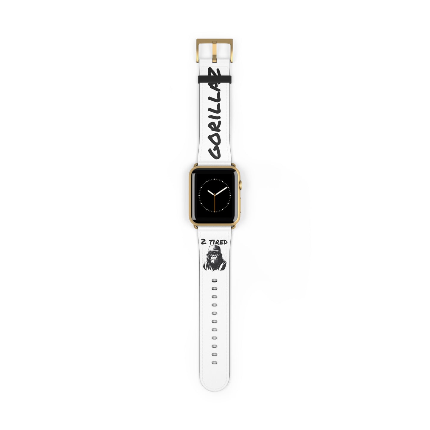 2 Tired Gorillaz, Vegan Leather Watch Band (White)