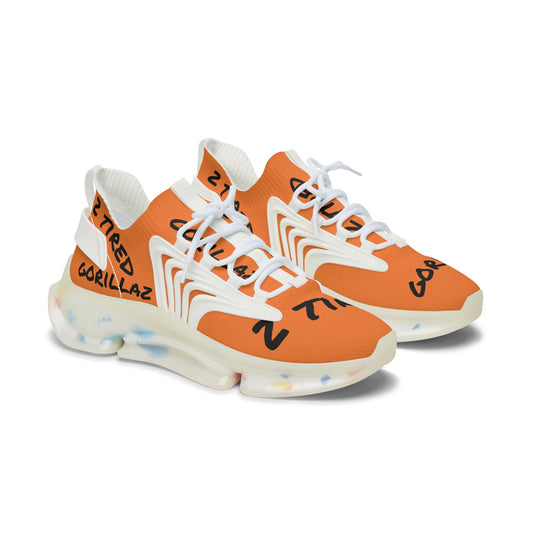 2 Tired Gorillaz, Women's Mesh Sneakers(Orange/Black)