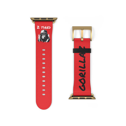 2 Tired Gorillaz, Vegan Leather Watch Band (Red)