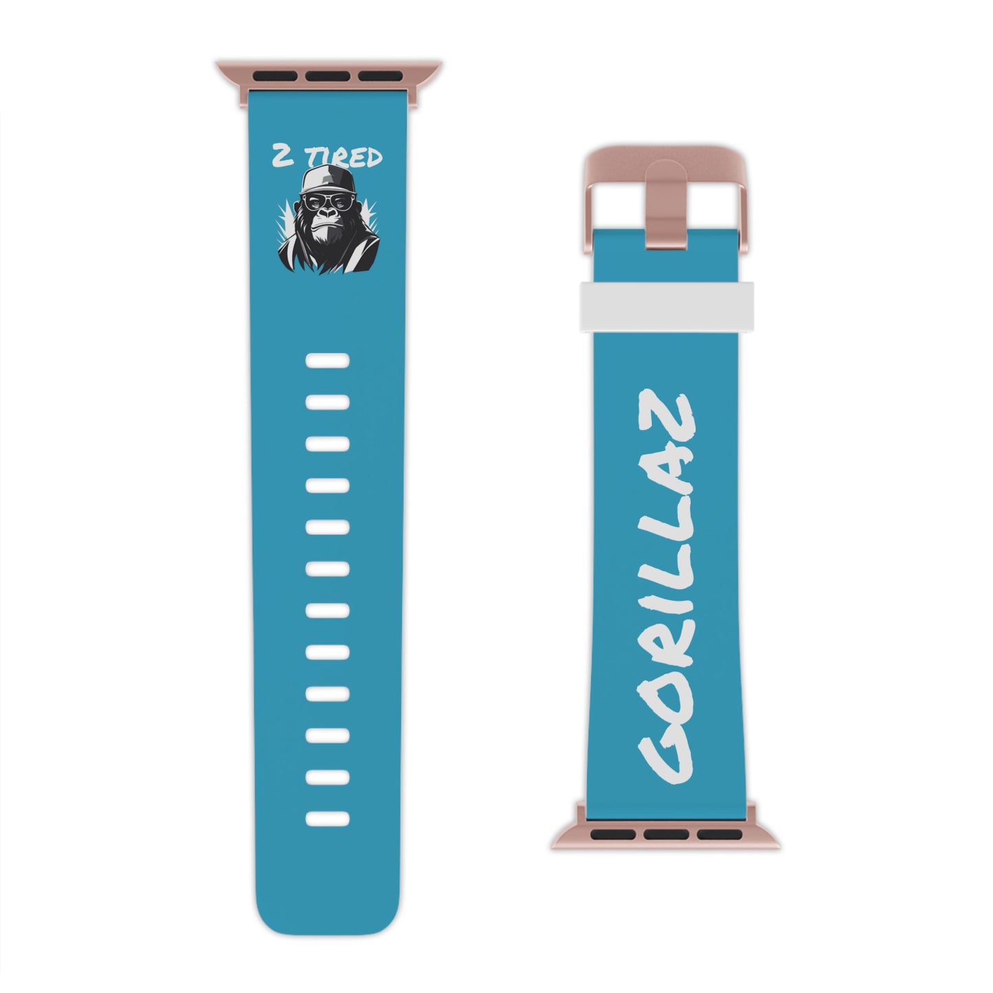 2 Tired Gorillaz, Rubber Watch Band for Apple Watch (Turquoise)