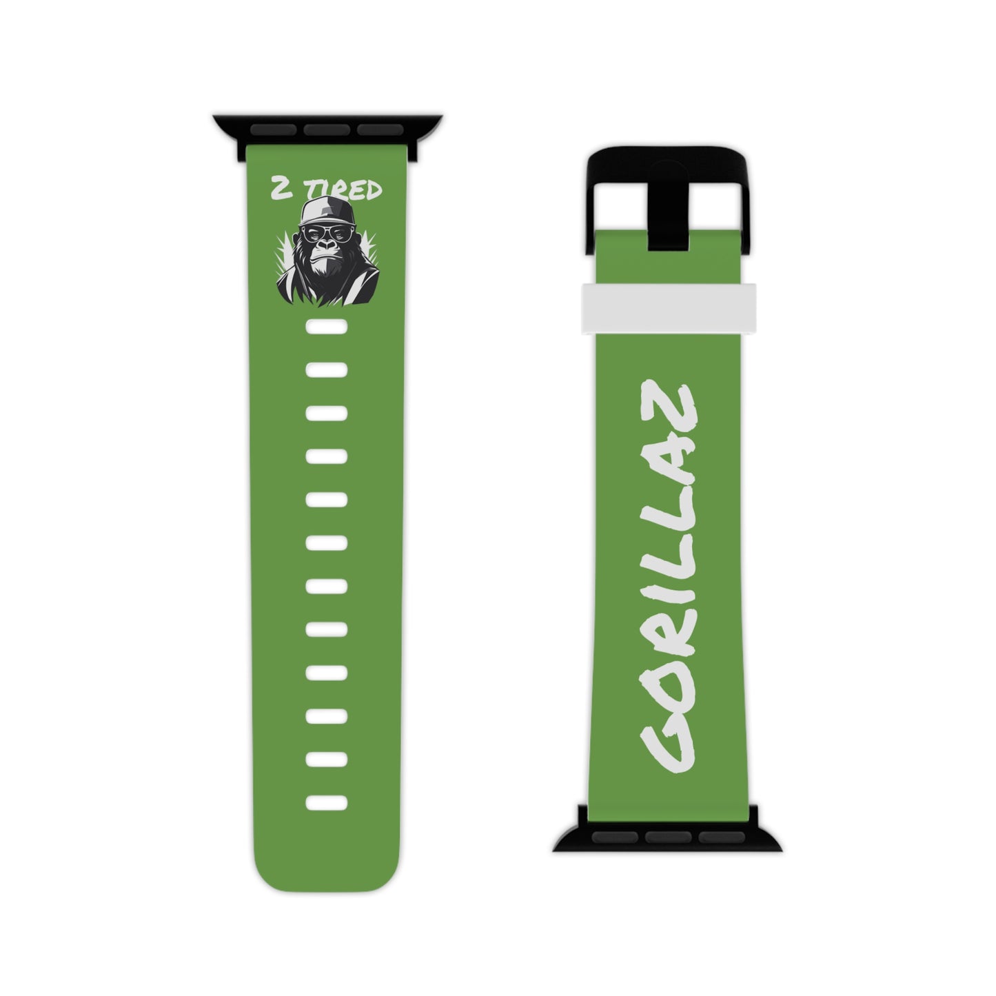 2 Tired Gorillaz, Rubber Watch Band for Apple Watch (Green)