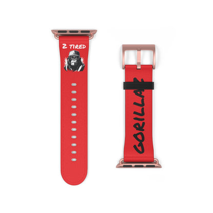 2 Tired Gorillaz, Vegan Leather Watch Band (Red)