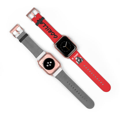 2 Tired Gorillaz, Vegan Leather Watch Band (Red)