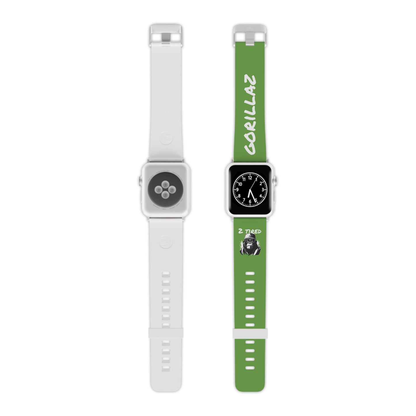 2 Tired Gorillaz, Rubber Watch Band for Apple Watch (Green)