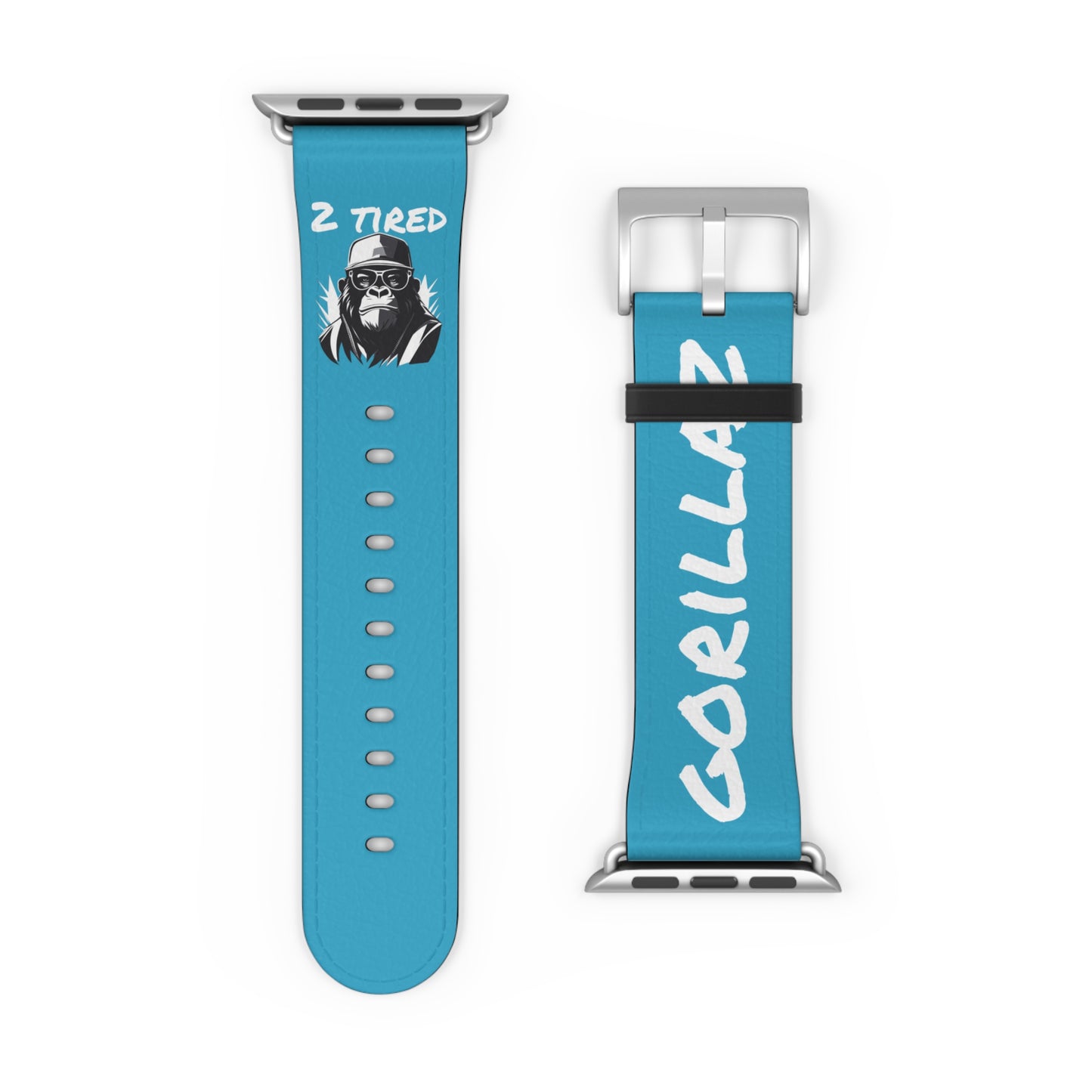 2 Tired Gorillaz, Vegan Leather Watch Band (Turquoise)