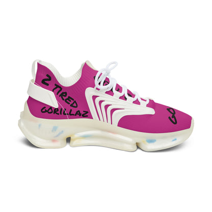 2 Tired Gorillaz, Women's Mesh Sneakers(Dark Pink/Black)