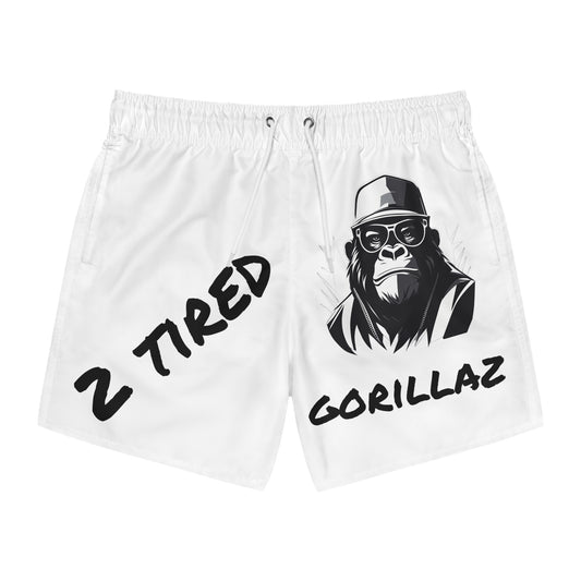 2 Tired Gorillaz, Swim Shorts (White)