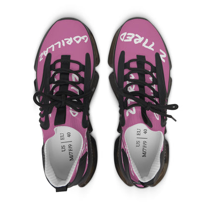 2 Tired Gorillaz, Women's Mesh Sneakers(Pink/White)