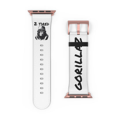 2 Tired Gorillaz, Vegan Leather Watch Band (White)