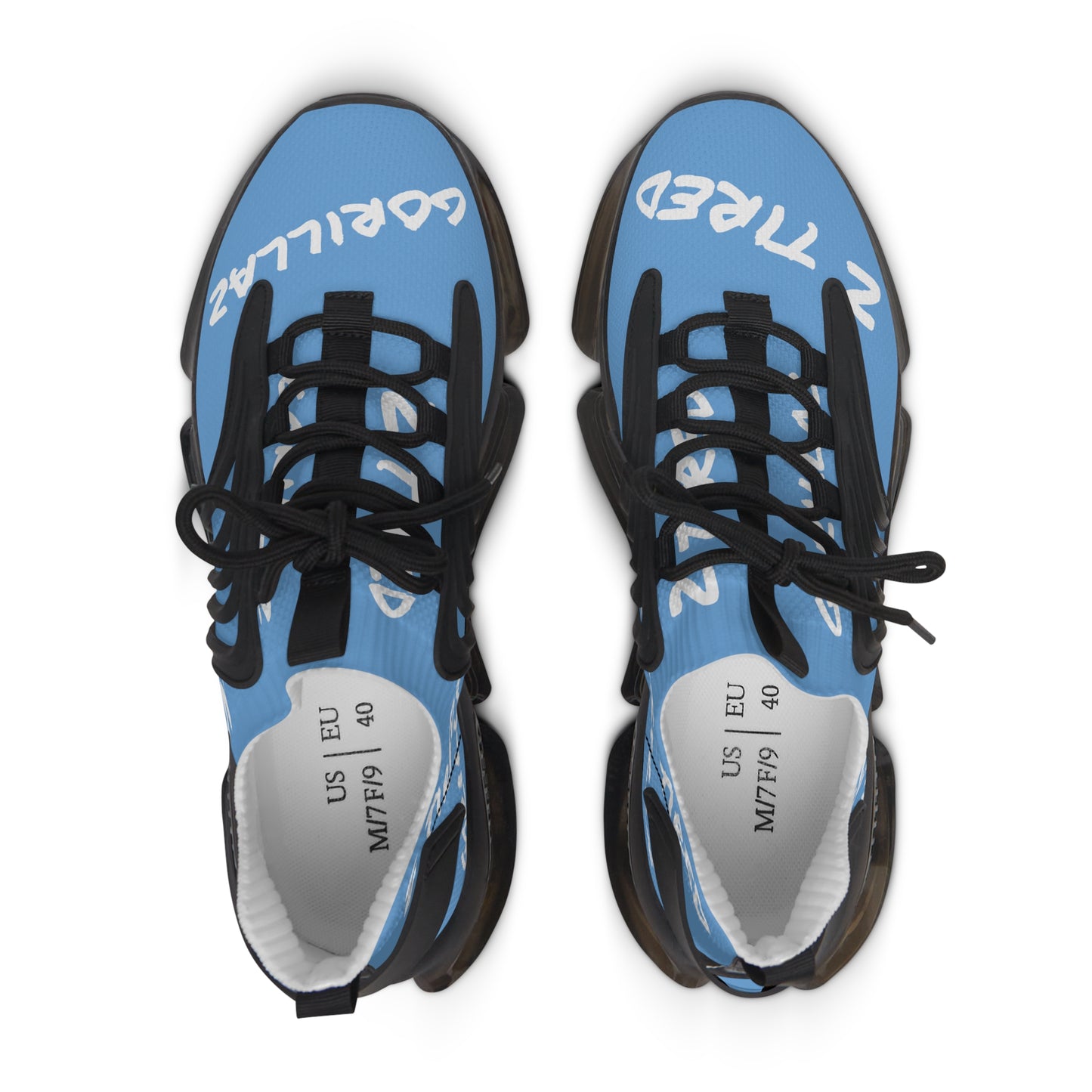 2 Tired Gorillaz, Women's Mesh Sneakers(Blue/Black)