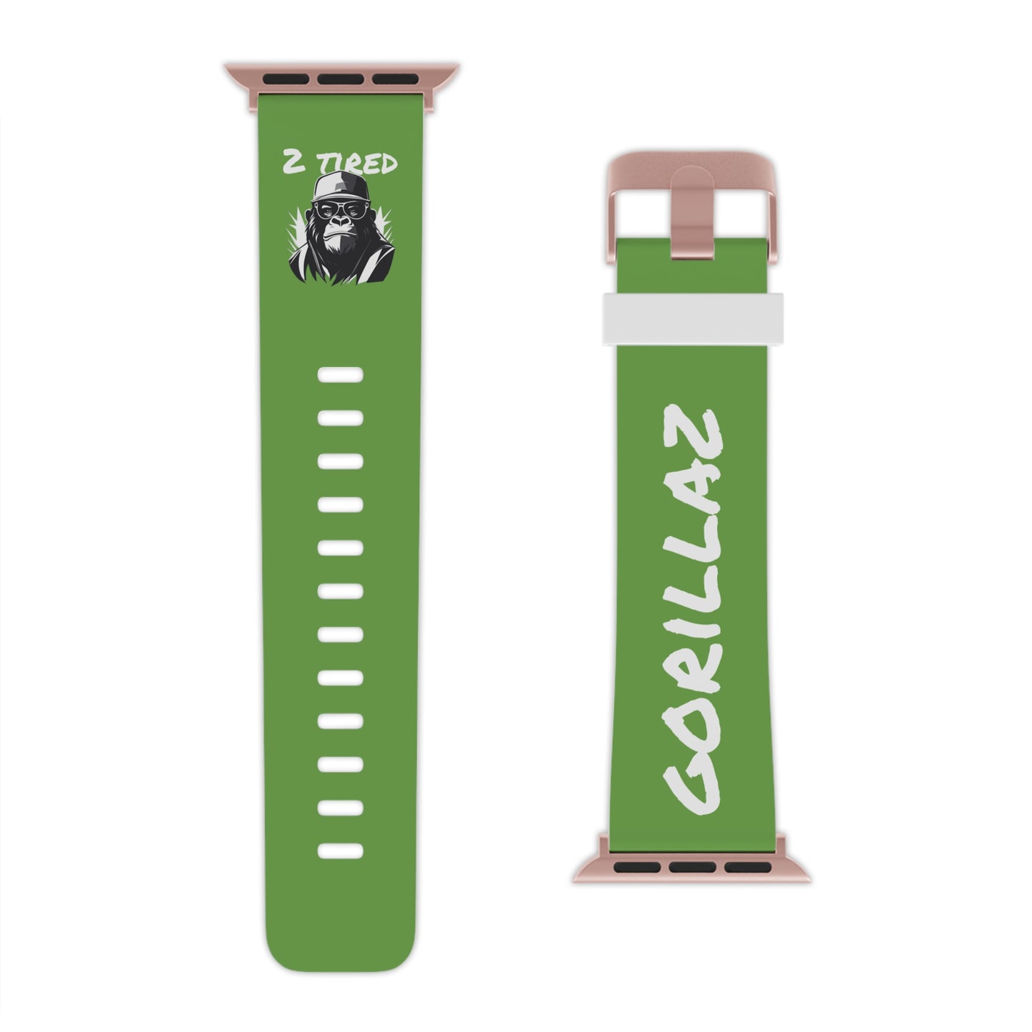 2 Tired Gorillaz, Rubber Watch Band for Apple Watch (Green)