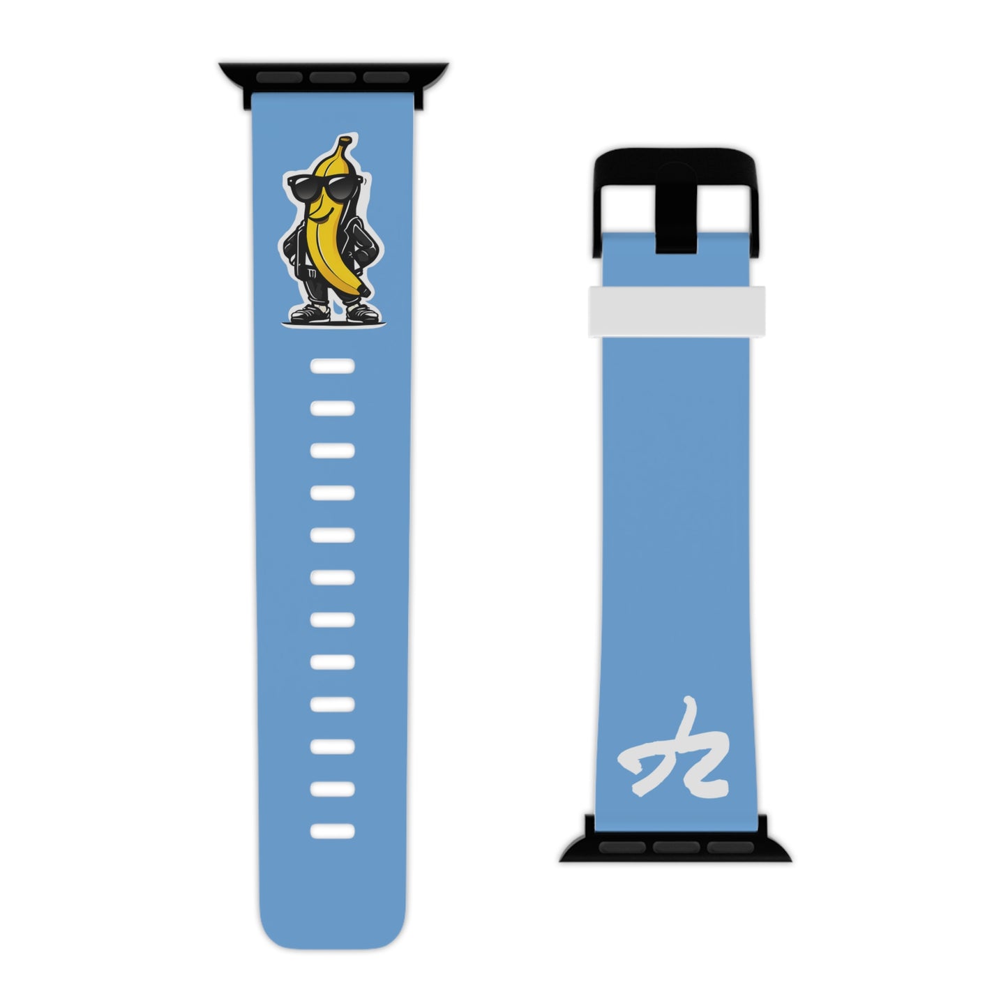 2 Tired Gorillaz (2TG, Cool Banana), Rubber Watch Band for Apple Watch (Blue)