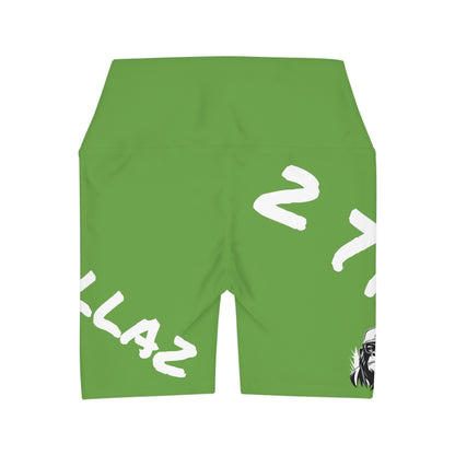 2 Tired Gorillaz, High Waisted Gym Shorts (Green)