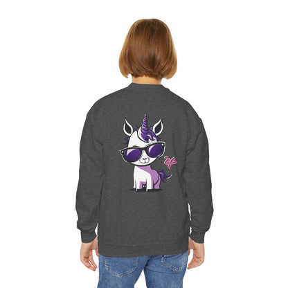 2 Tired Gorillaz, (Lina Unicorn (back)) Teen Crewneck Sweatshirt