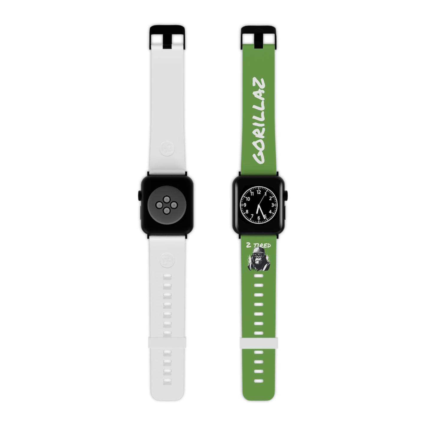 2 Tired Gorillaz, Rubber Watch Band for Apple Watch (Green)