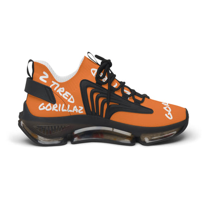 2 Tired Gorillaz, Women's Mesh Sneakers(Orange/White)