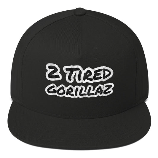 2 Tired Gorillaz Embroided Flat Bill Snapback Cap