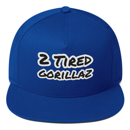 2 Tired Gorillaz Embroided Flat Bill Snapback Cap